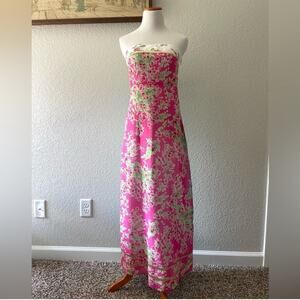 Vintage 90's Cynthia Rowley Garden Print Floral Column Maxi Dress Size 6